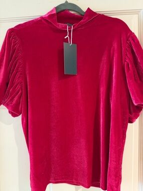 LAUREL GREY Velvet Puff Sleeve Top - Fuchsia